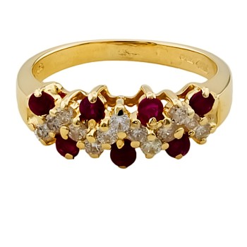 14ct Gold Ruby / Diamond Ring size L